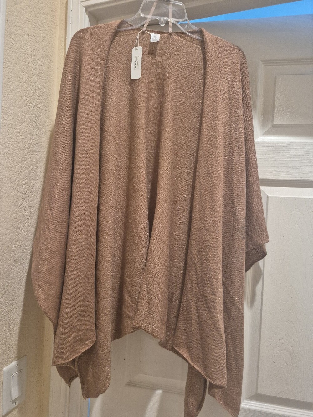 Lightweight Knit Sweater Cape Poncho Style In Saddle Brown New Tags